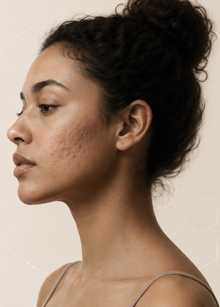 Editorial profile portrait representing a doctor-led acne scar consultation at Dr Vahe Clinic in Chelsea.