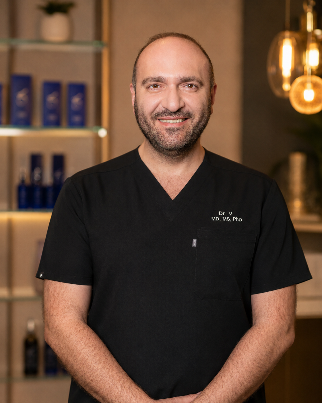 Portrait of Dr Vahe Karimyan, medical doctor and consultant surgeon, at the Chelsea clinic.