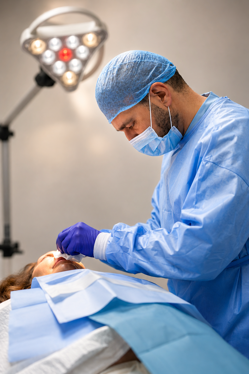 Dr Vahe Karimyan performing a clinical procedure at the Chelsea clinic.