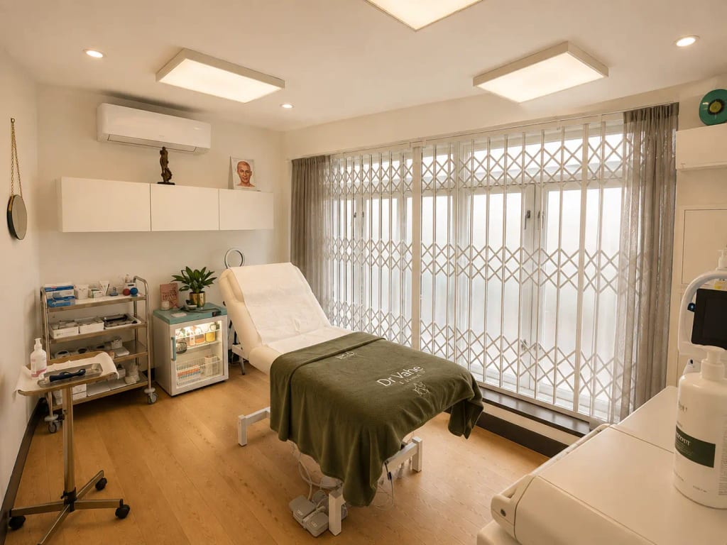 Private treatment room with a Dr Vahe Clinic blanket